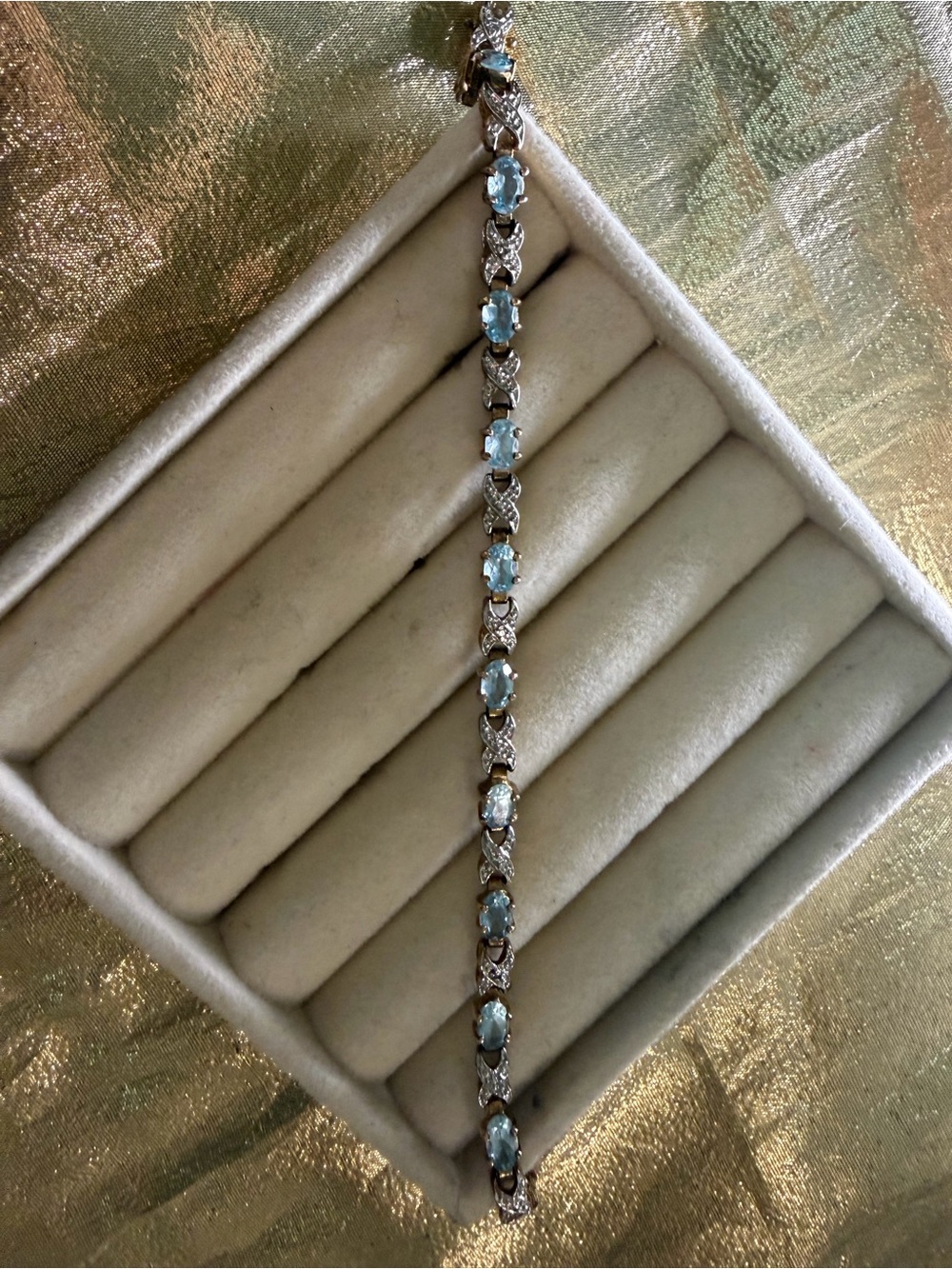 Sterling Silver Blue Topaz Tennis Bracelet .925 Silver